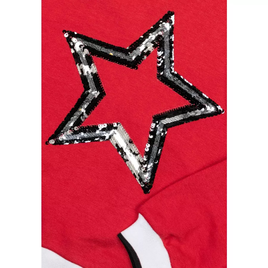 MINOTI Sweatshirt mit Paillettenstern Rot