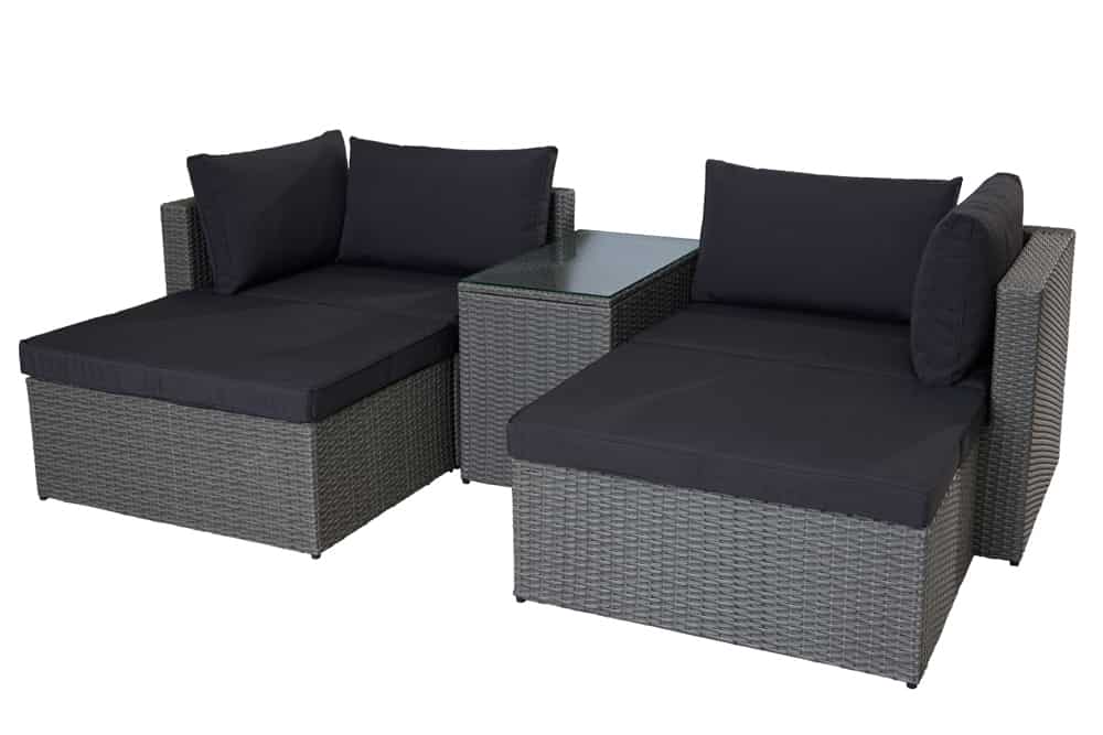 Outdoor Gartenlounge Set XXL MODULAR grau Polyrattan Sitzgruppe wetterfest inkl. Kissen