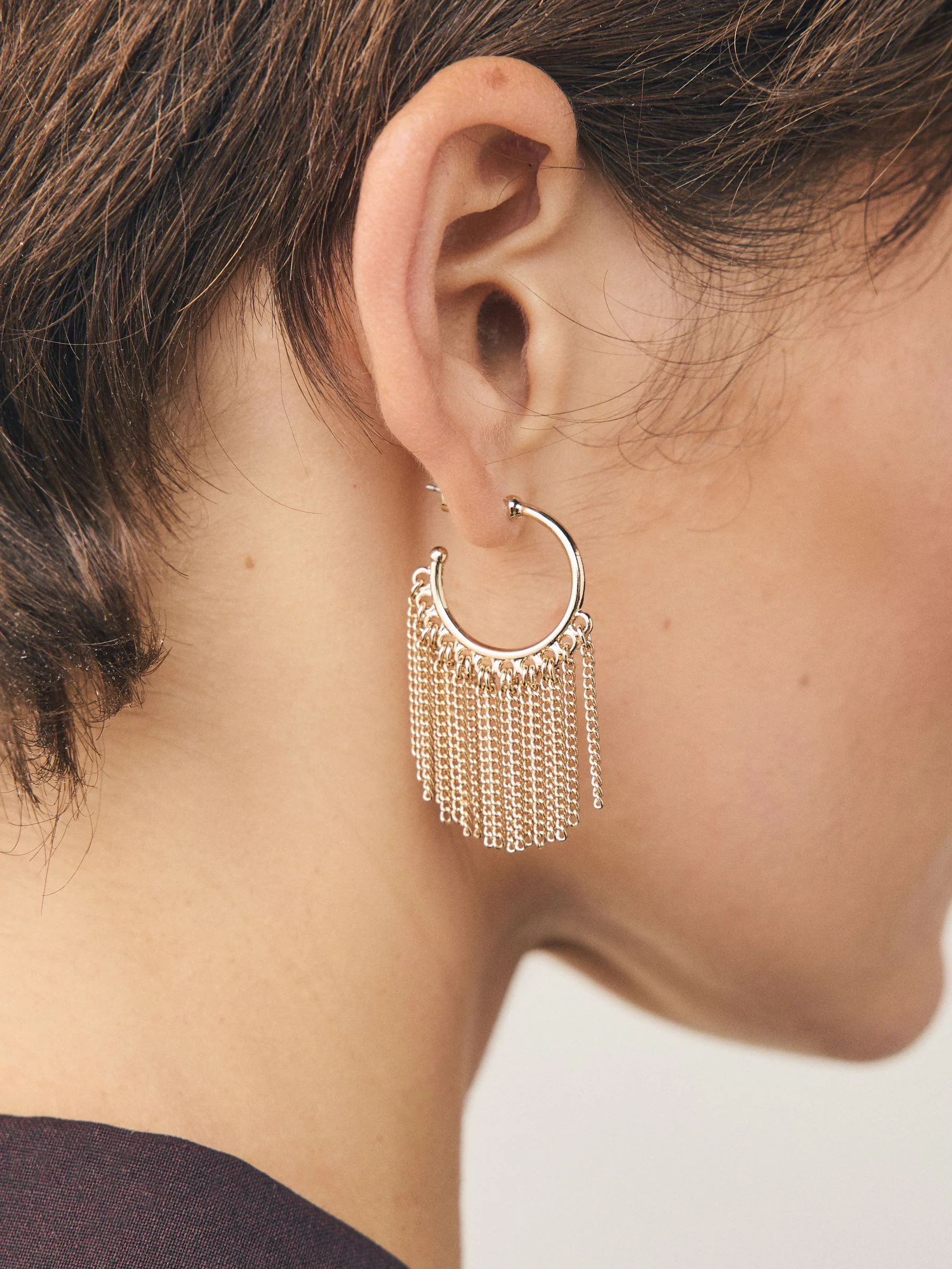 Goudkleurig - Tassel Chain Hoop Earrings