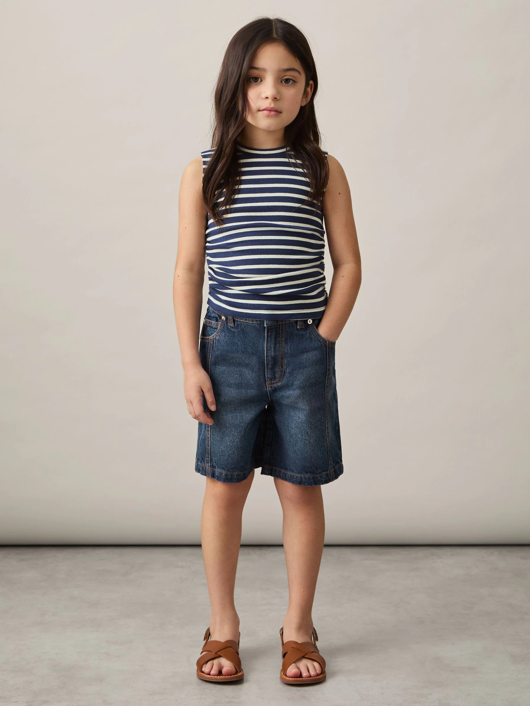 Reiss Petra Knee-Length Denim Shorts