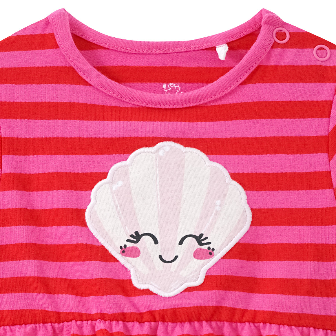 Topomini Baby Kleid mit Muschel-Applikation rot / pink