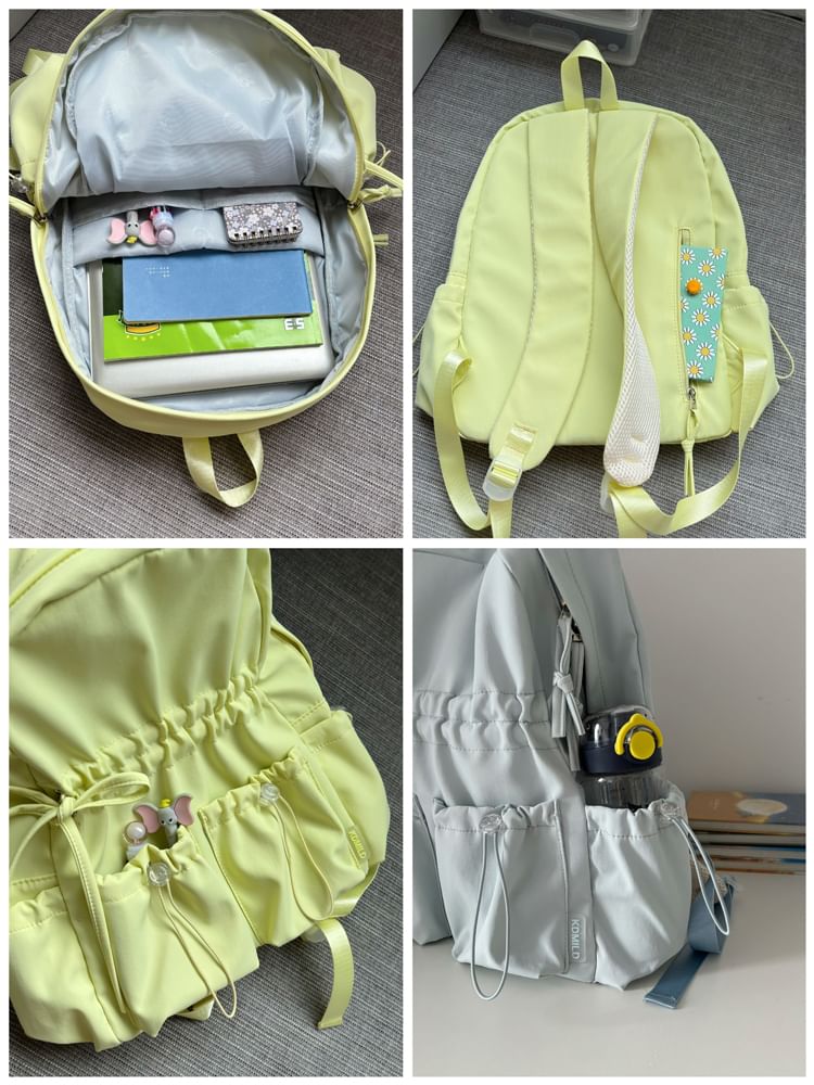 Minafox - Effen nylon laptoprugzak met trekkoord