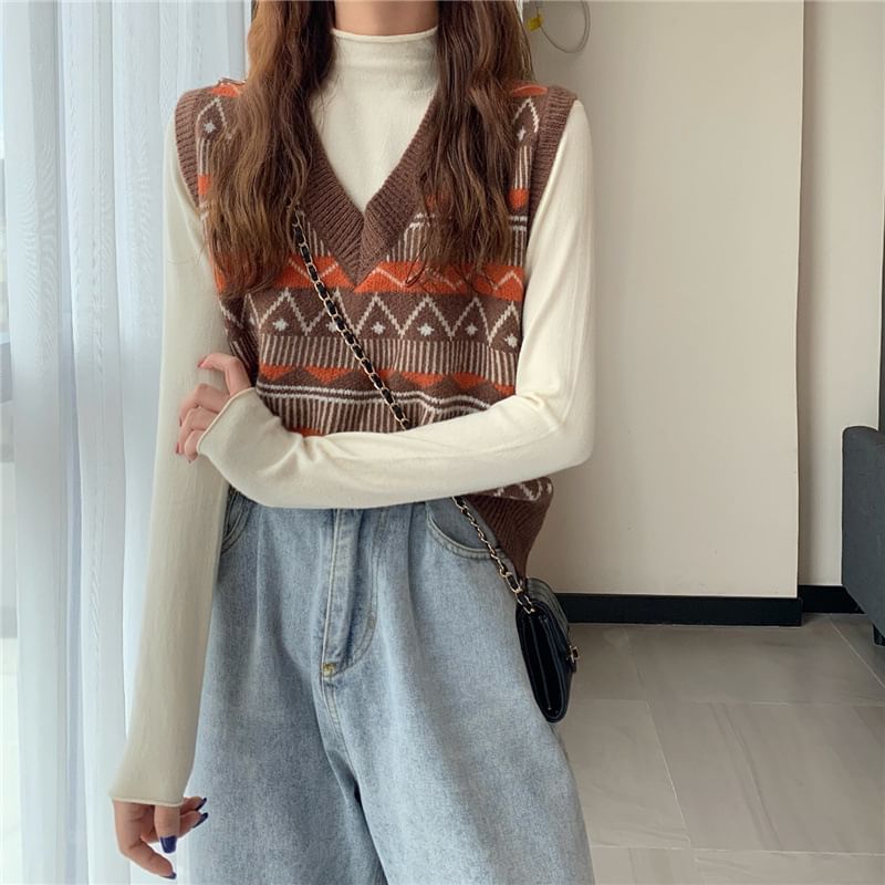 Robynn - V-hals vest met patroon