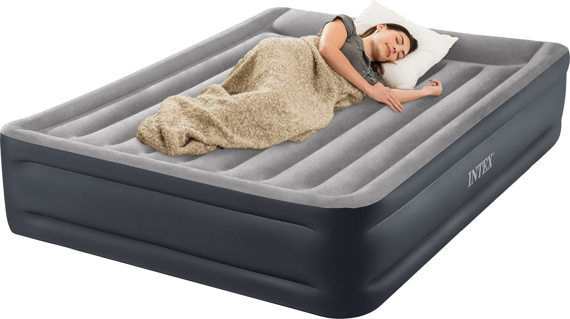 Intex Luftbett DuraBeam Deluxe PillowRestRaised mit 220 V Pumpe / Aufbewahrungstasche 152 x 203 x 42 cm