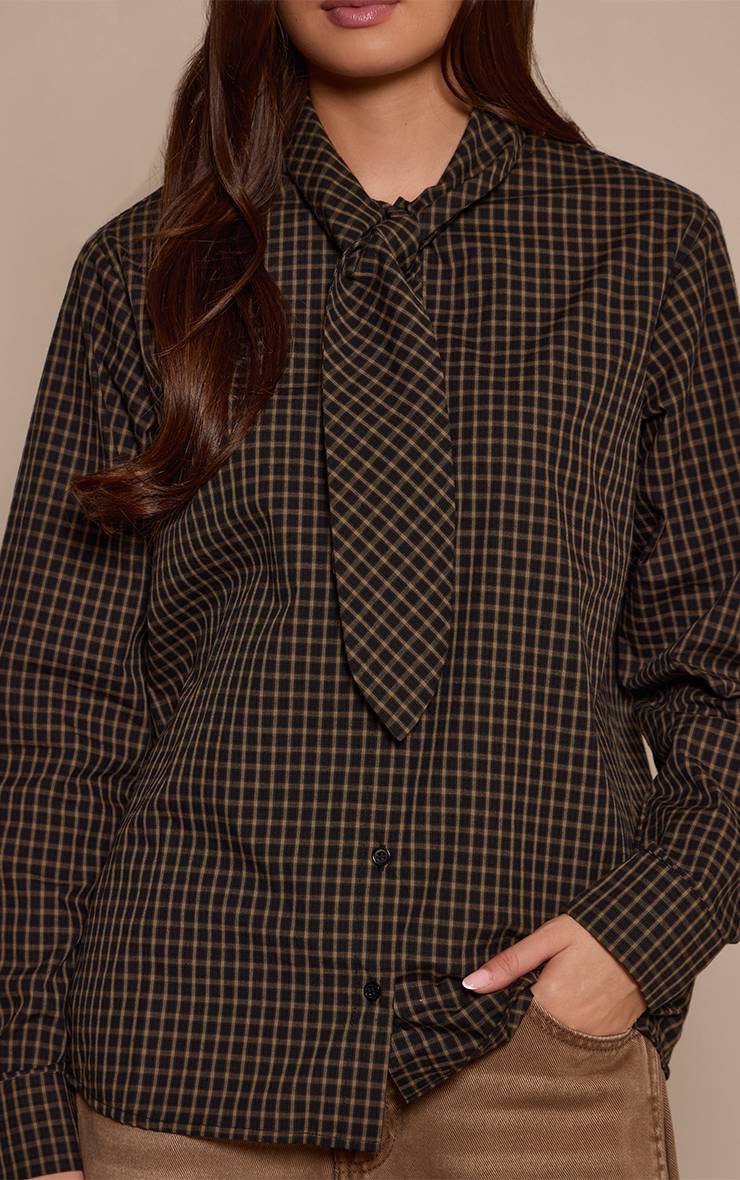 Chemise Oversize À Carreaux En Coton Avec Détail Col Noué