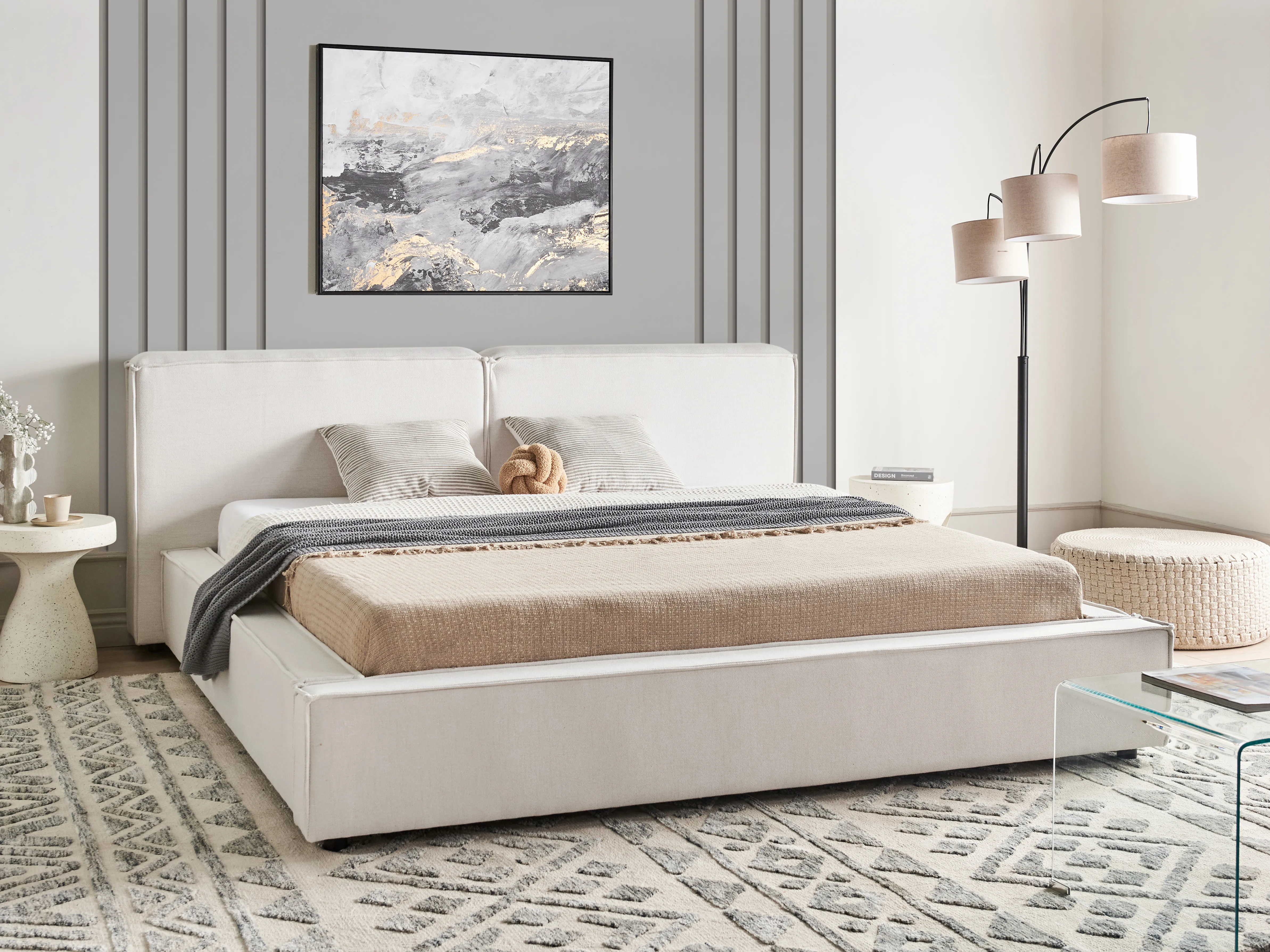 Waterbed Stof LINARDS 180 x 200 cm Gebroken wit