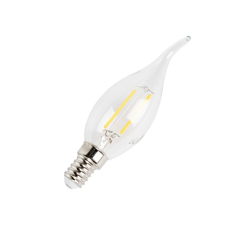 Set van 5 E14 dimbare LED filament tipkaars lampen 250lm 2700K