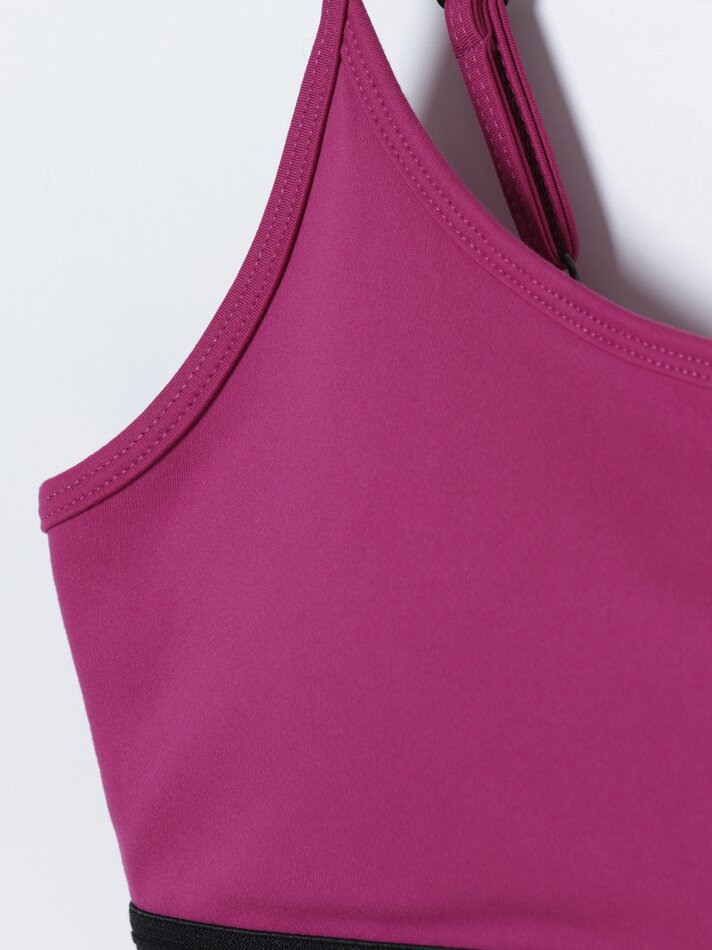 Camiseta esportiva com etiqueta de texto - Fúcsia