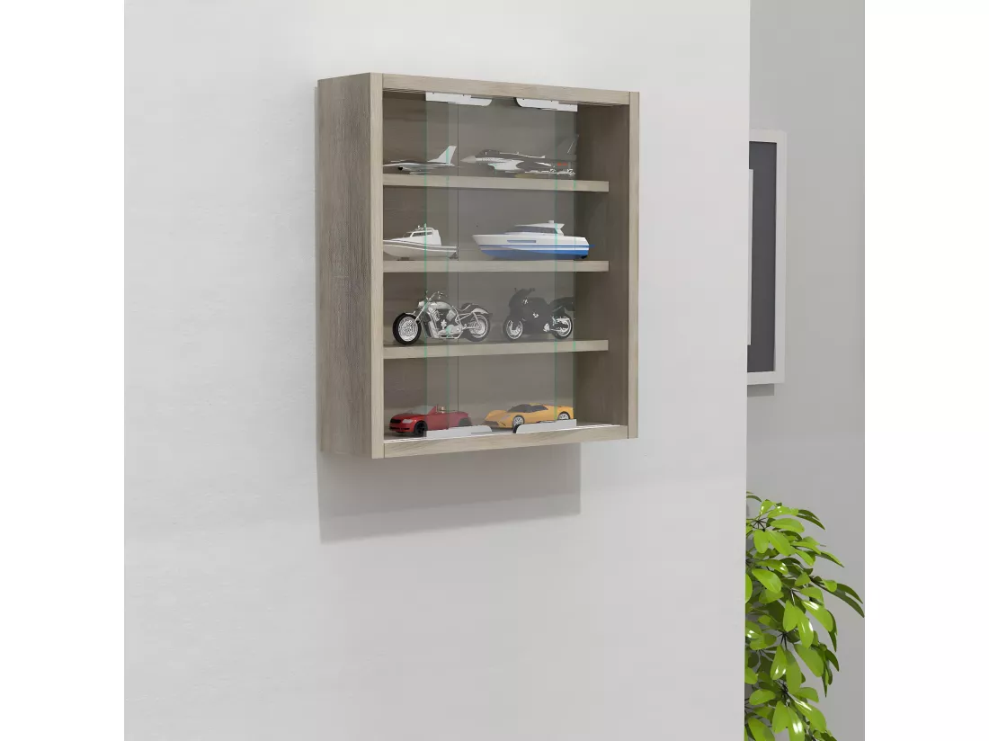 VCM bois verre vitrine murale vitrine collecteur déco vitrine Agisa S (chêne Sonoma)