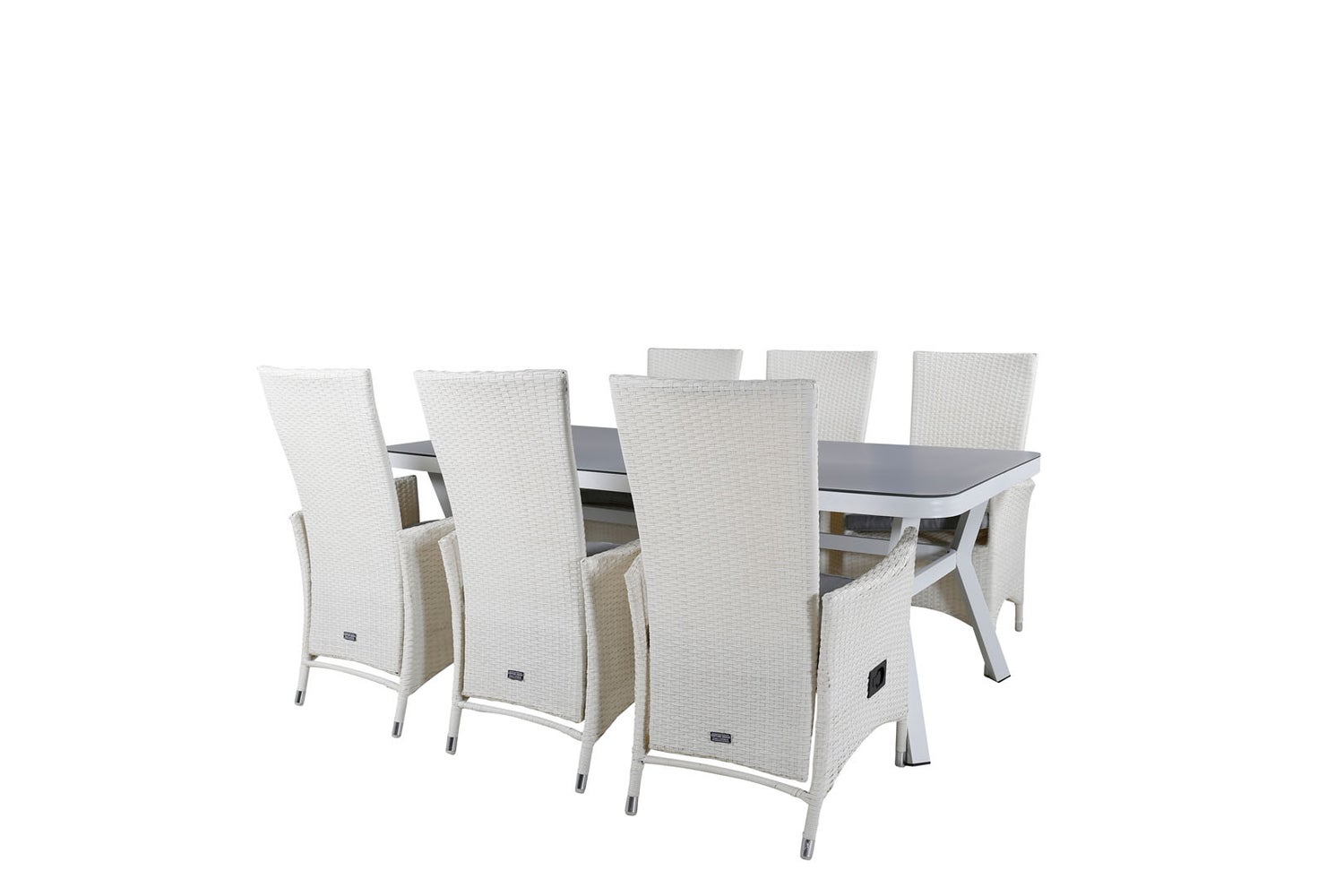 Tuinset Virya: tafel 100x200cm en 6 stoelen, Padova, wit en grijs. 100 x 200 x 74 cm