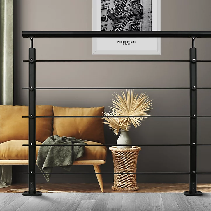 Pack balustrade FORTIA horizontale à plat aluminium noir