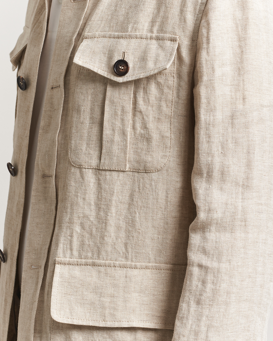 Incotex Herringbone Linen Sahariana Beige