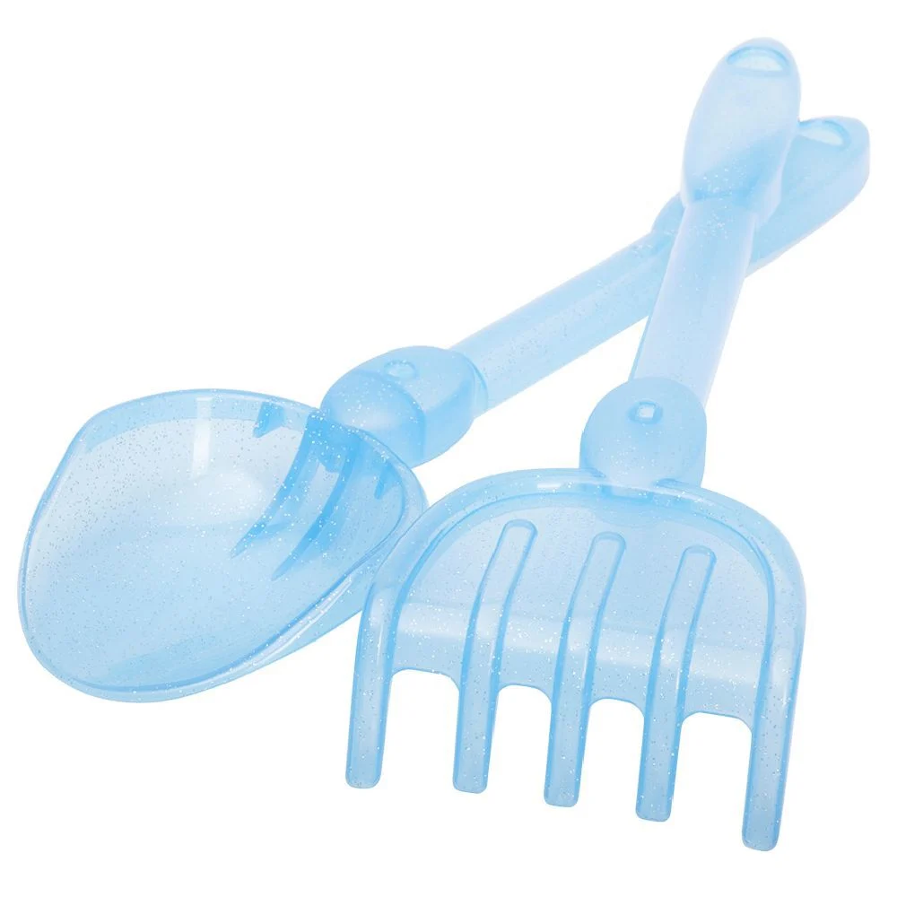 Râteau de plage avec pelle encastrable plastique coloré pailleté L30cm