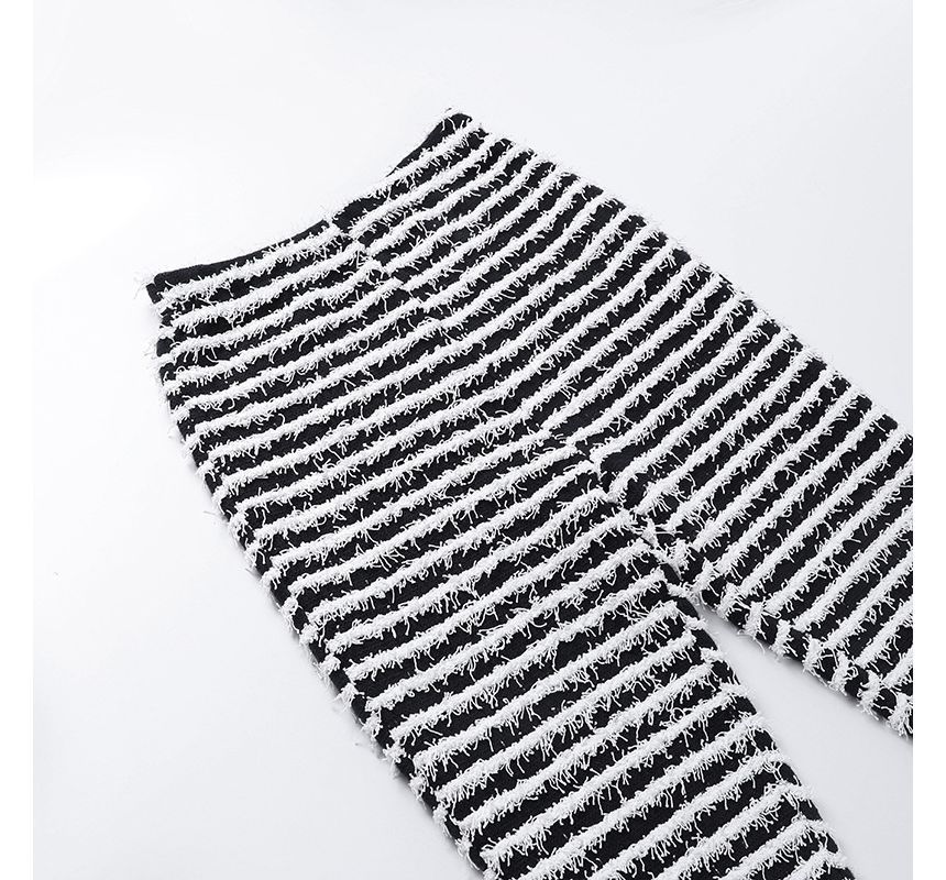 Eunostos - Gestreepte gebreide legging met hoge taille