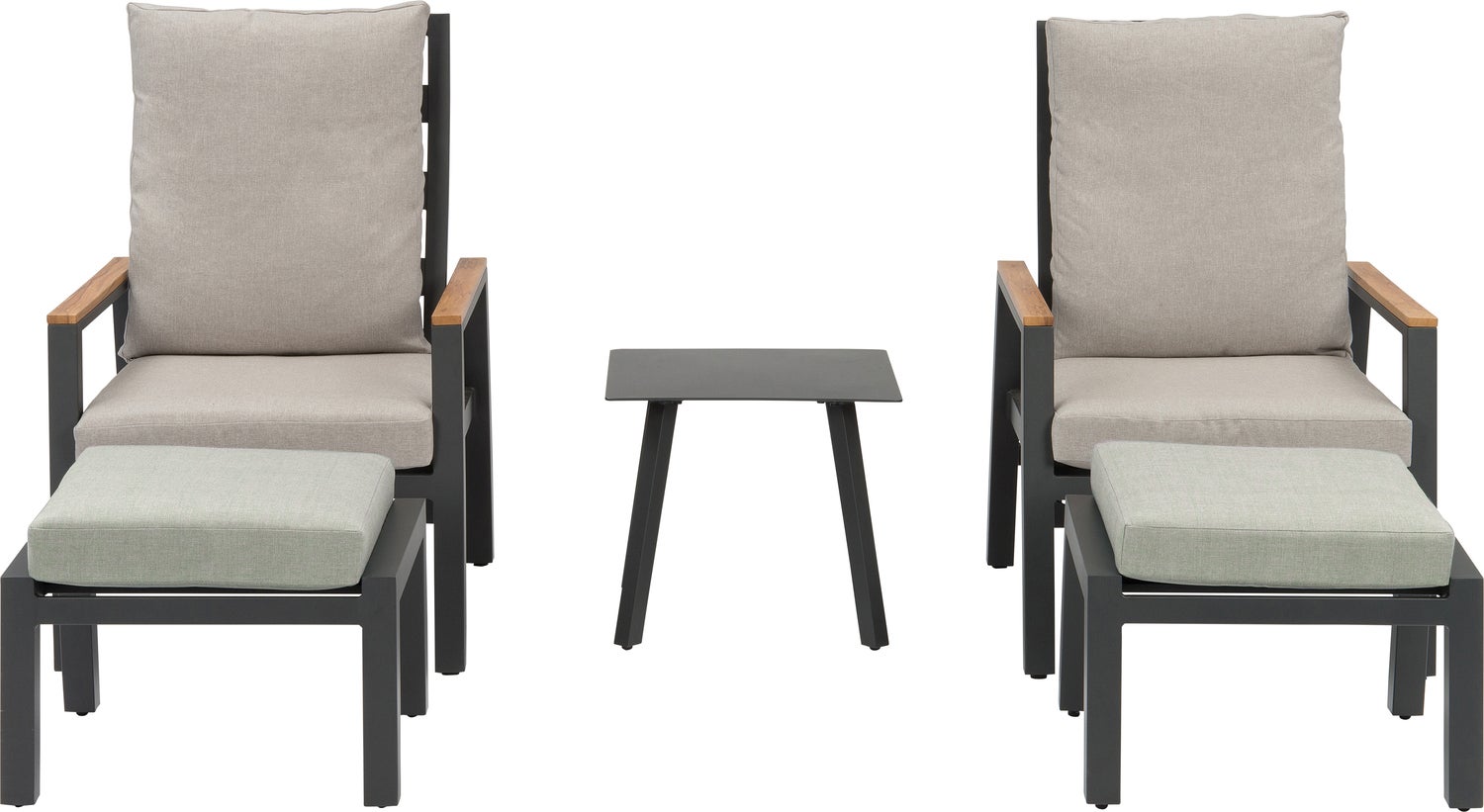 Intratuin verstelbare 5-delige aluminium relax-set Demi antraciet