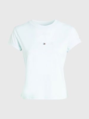 Camiseta de malha slim fit com logo essencial