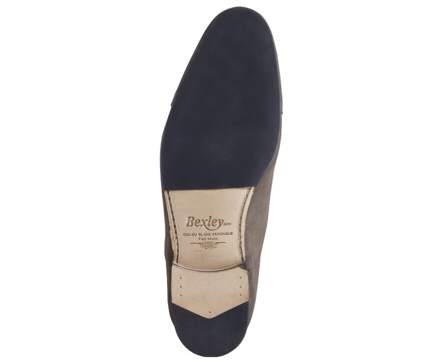 Richelieu homme Velours Taupe semelle cuir avec patin - LENNOX PATIN