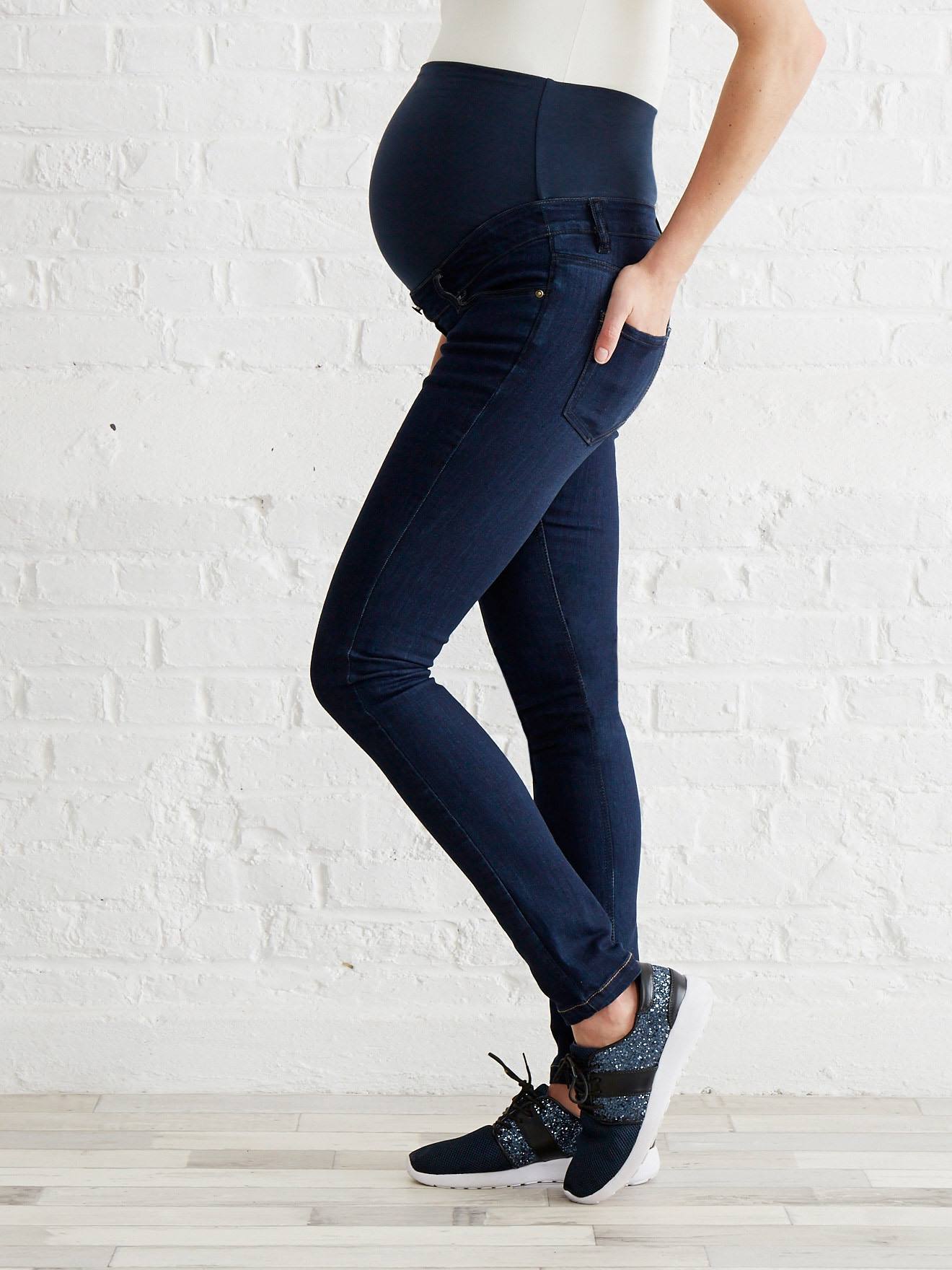Calça jeans flare para gestante, comprimento da perna 85 cm, jeans natural
