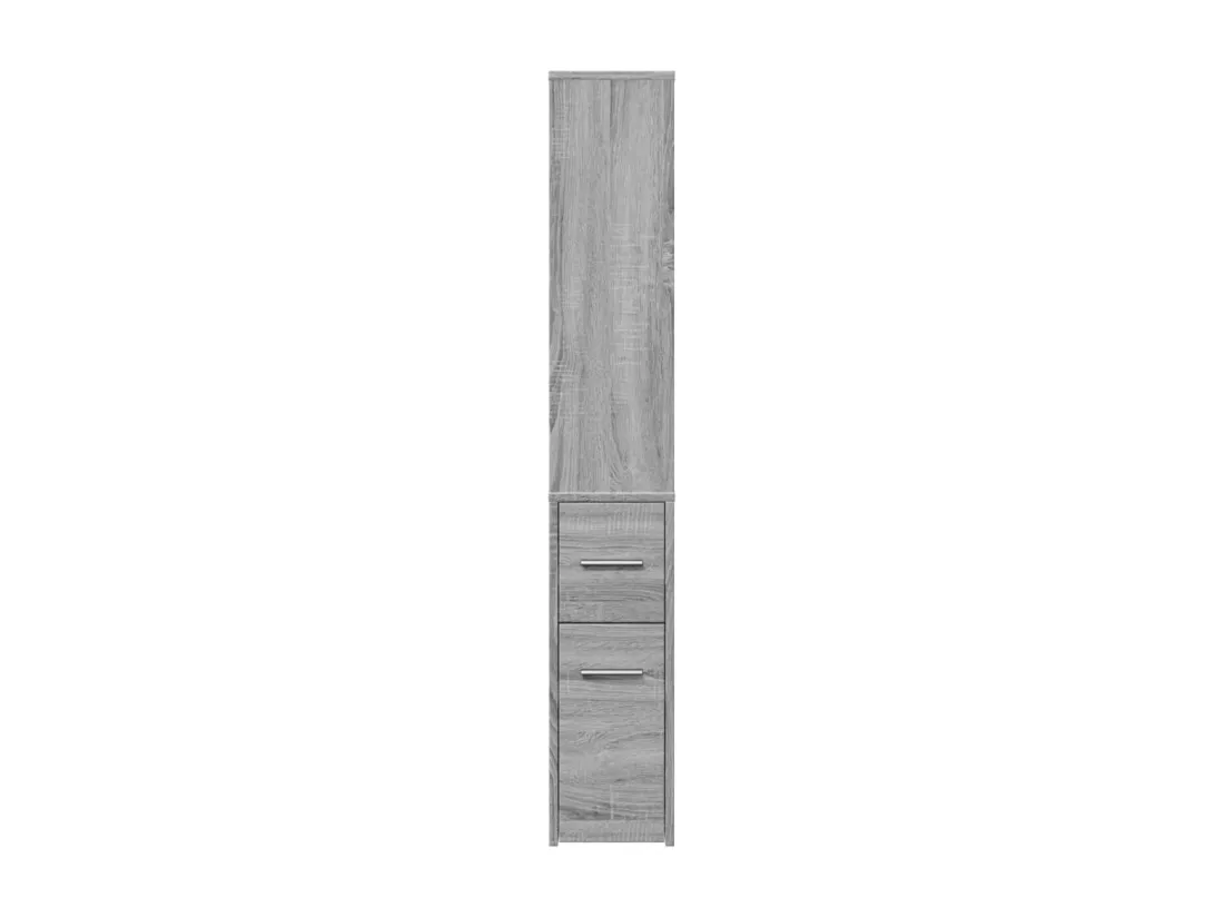 Armoire de salle de bain étroite avec roulettes sonoma gris