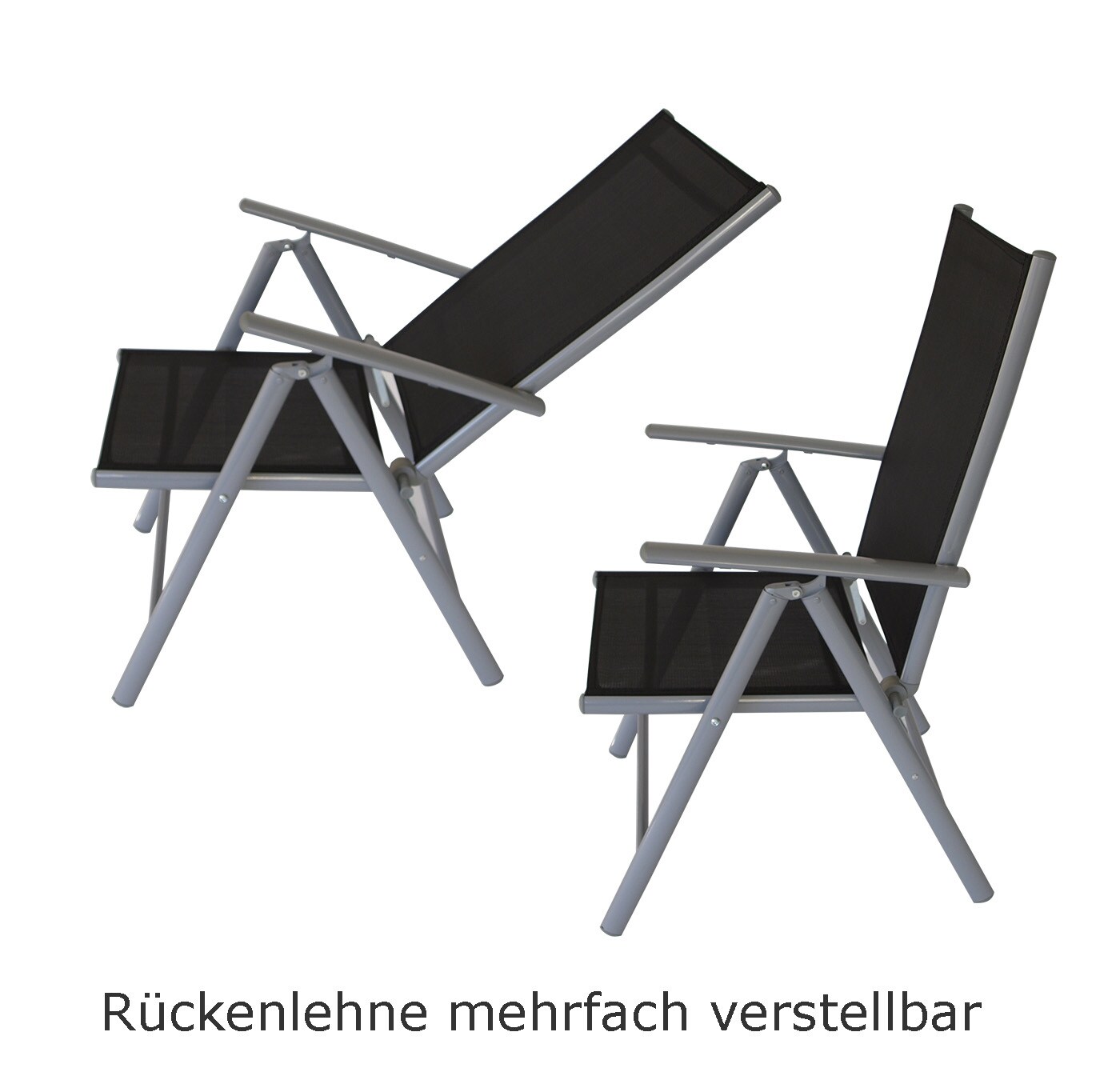 DEGAMO 4x Klappsessel RAVENNA Alu + Kunstgewebe schwarz (4-er Set)