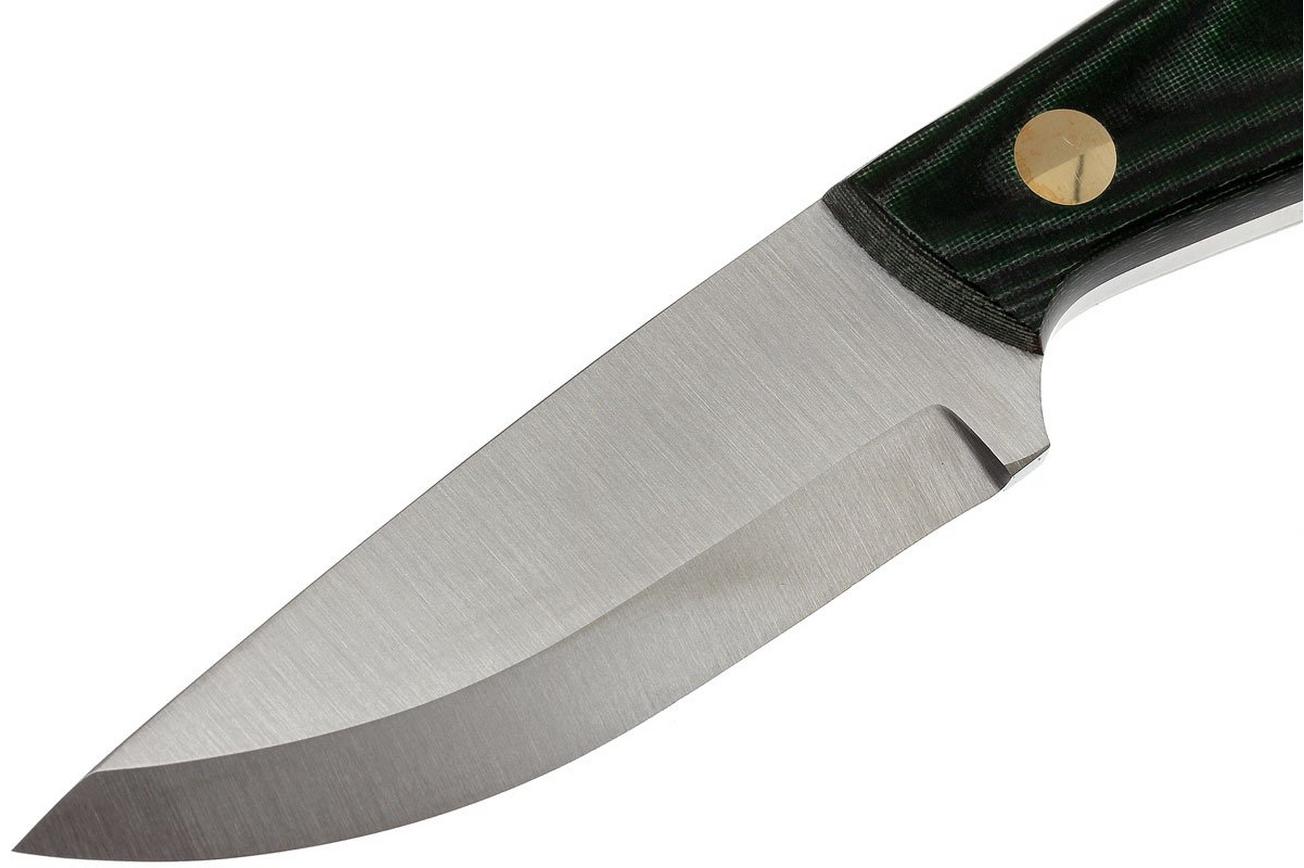 EnZo Necker 70, groen micarta, lederen sheath 9804
