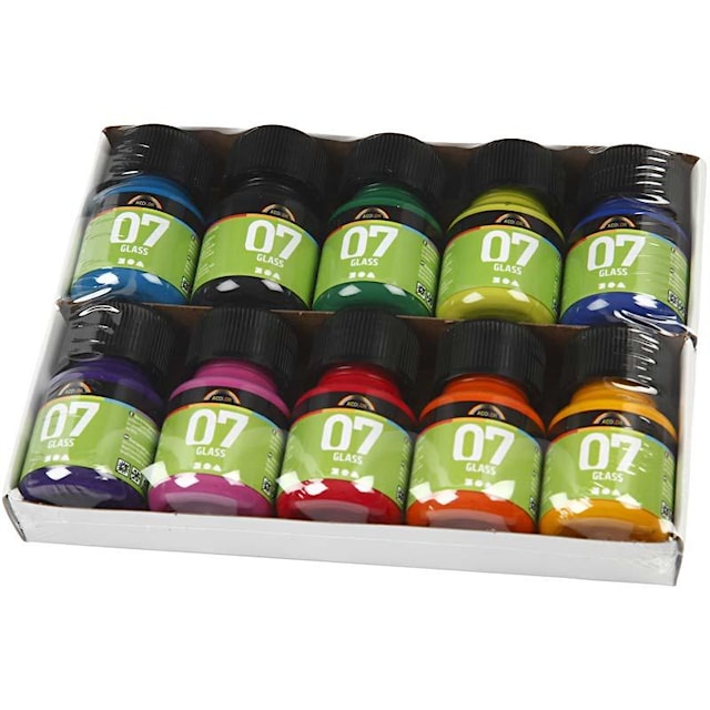 A-Color Glass, ass. farger, 10x30 ml/ 1 pk.
