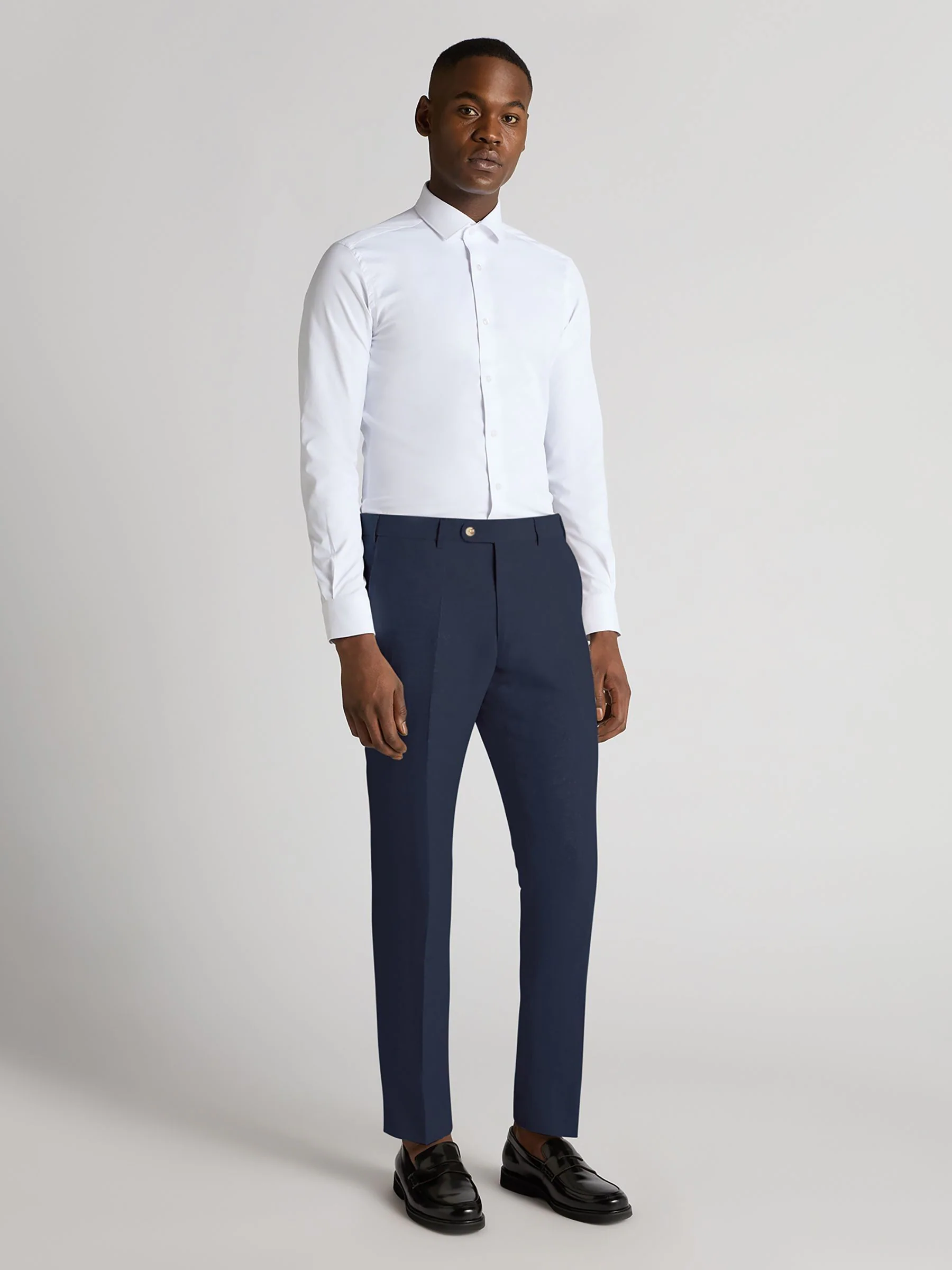 Remus Uomo Slim Leg Linen-Blend Formal Trousers