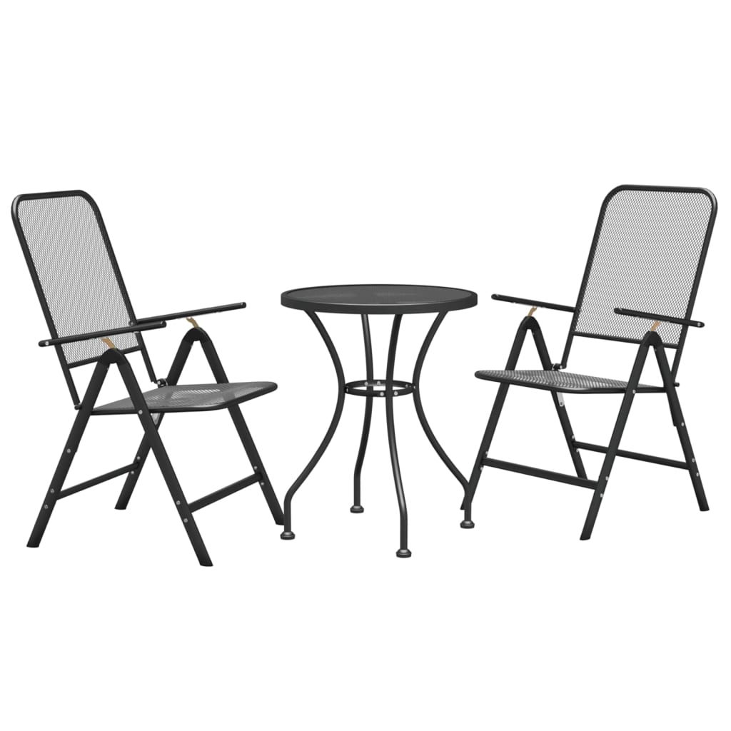 Mobilier à dîner salon de jardin 3 pièces maille métal anthracite