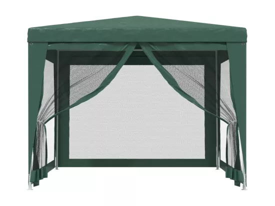 Tente de fête avec 4 parois latérales en maille Vert 3x3 m PEHD