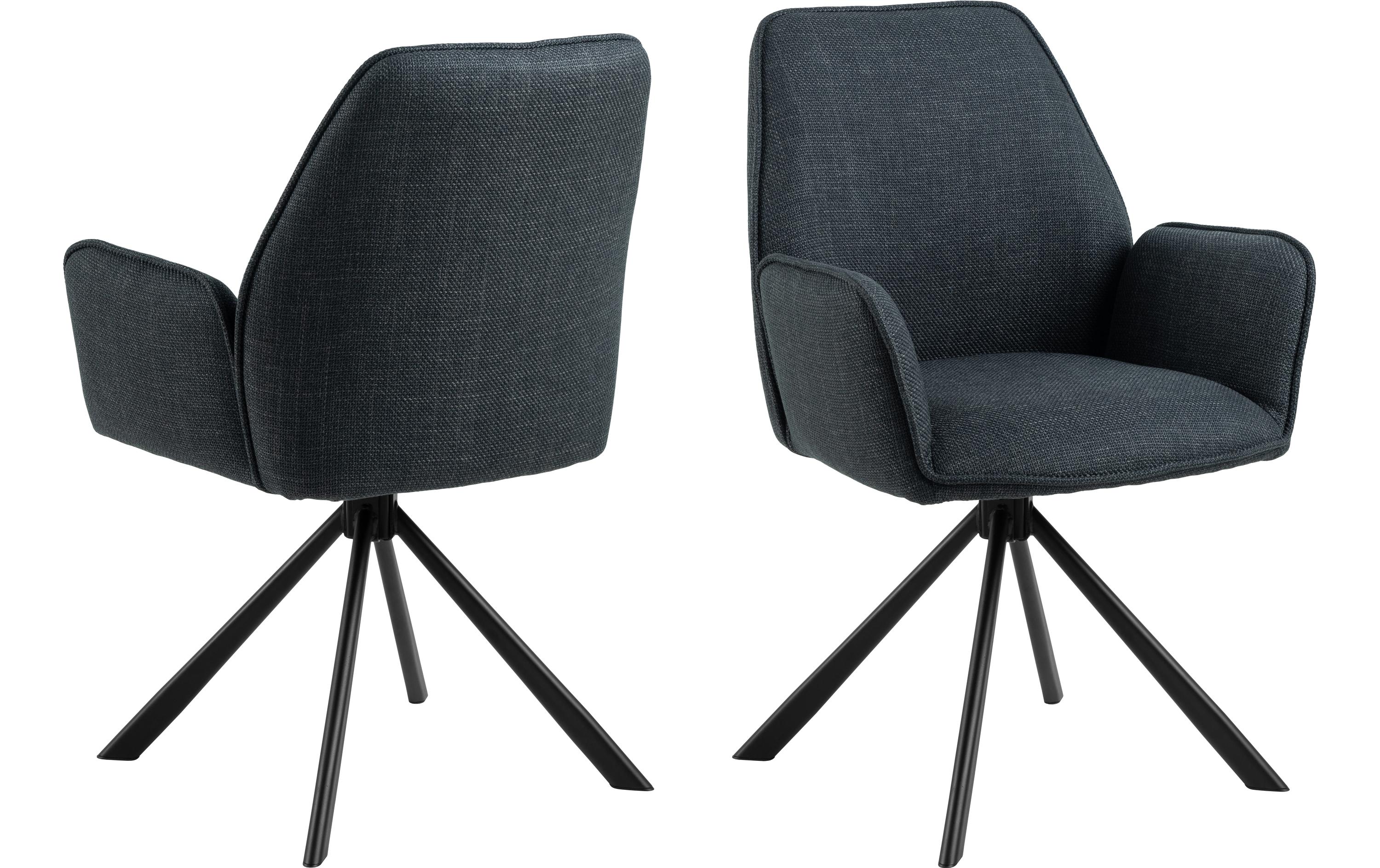 Stuhl Glenda, 2 Stück, Anthrazit<br>Moderne Esszimmerstühle mit Armlehnen