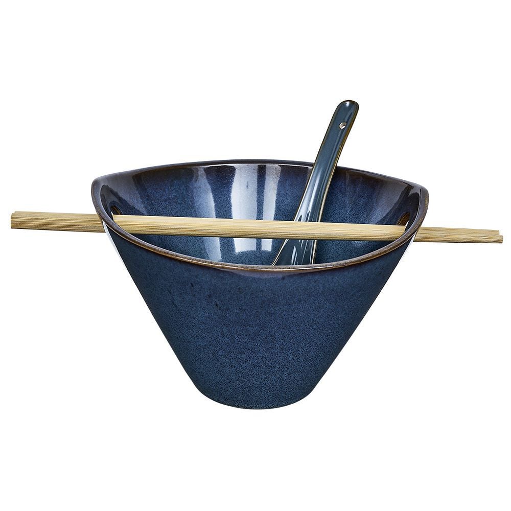 Coffret ramen en grès bleu