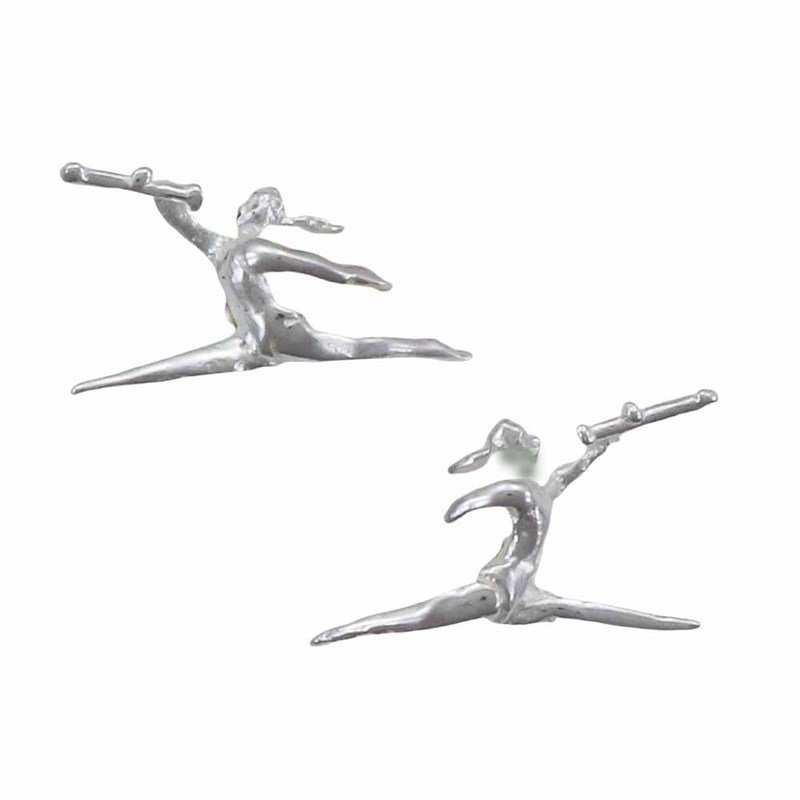 Boucles d'oreilles twirling baton saut - Argent massif