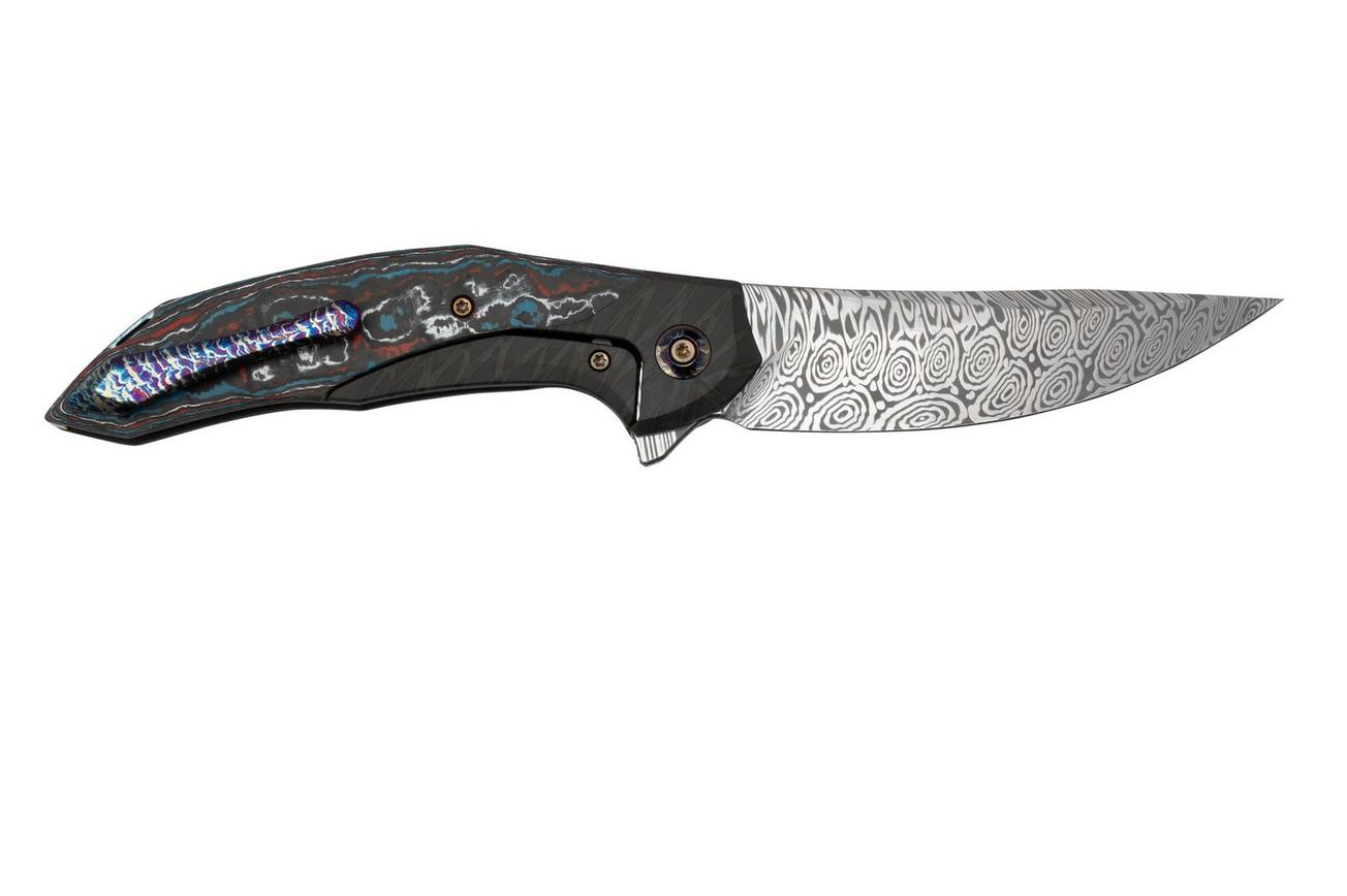 WE Knife Merata, WE22008B-DS1 Limited Edition, Gray Titanium, Heimskringla Damasteel zakmes