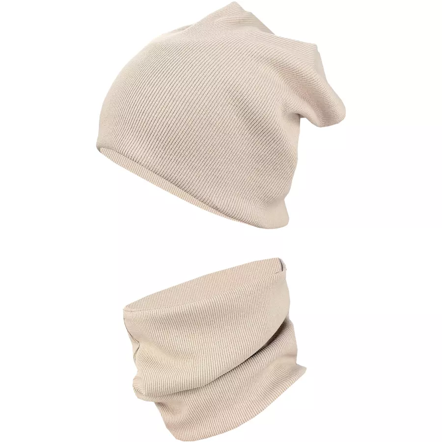 TupTam Unisex Kinder Beanie Mütze Schlauchschal Set beige