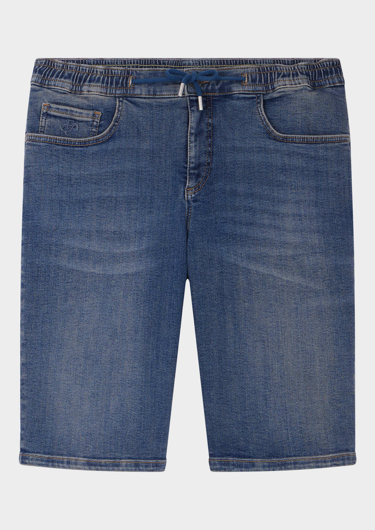 Bermuda en coton mélangé stretch uni bleu ardoise