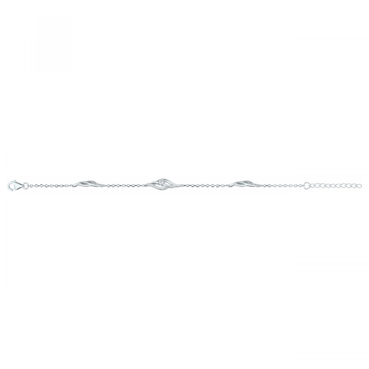 Bracelet souple multi-motifs en Argent avec oxyde de zirconium blanc