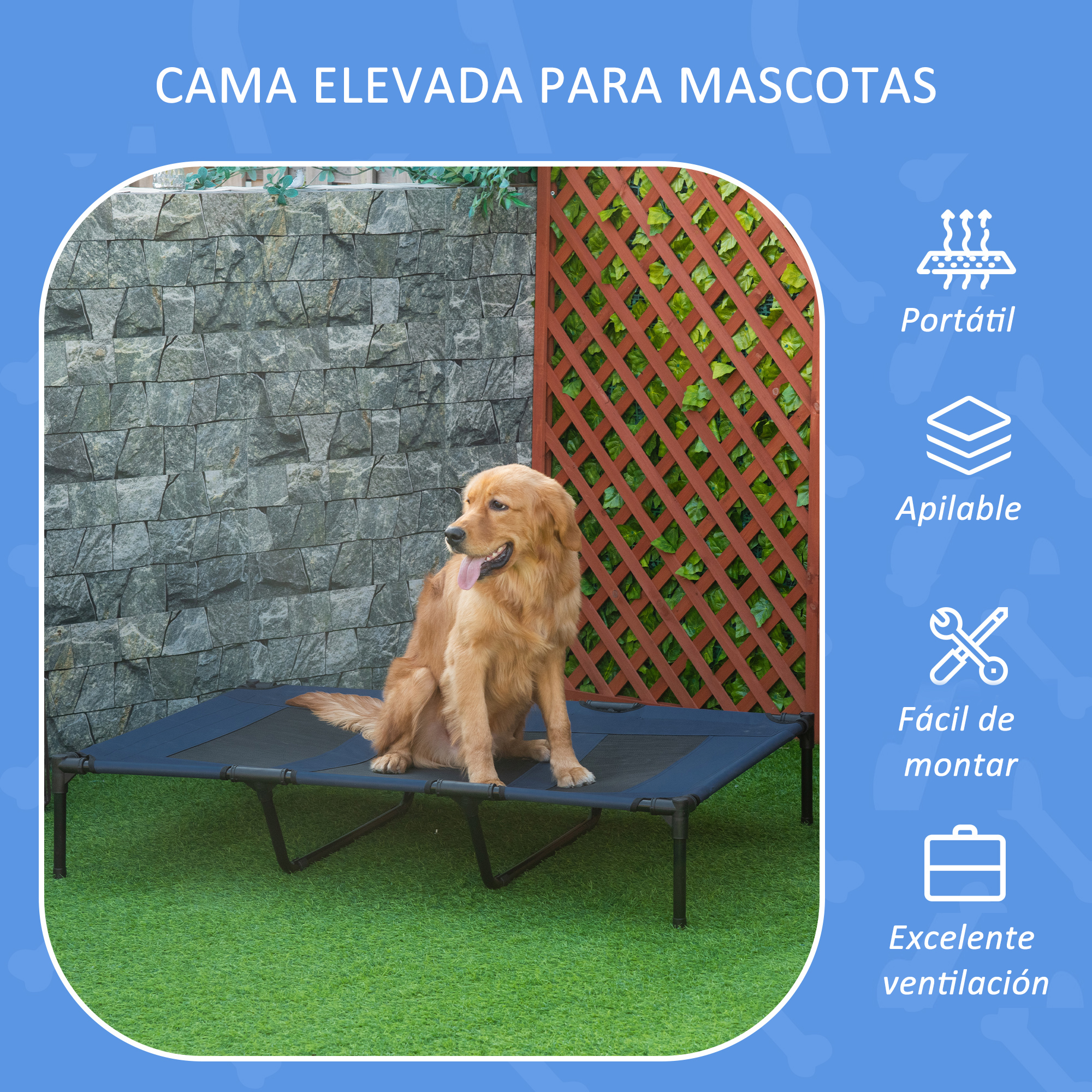 Cama elevada respirável para cães PawHut