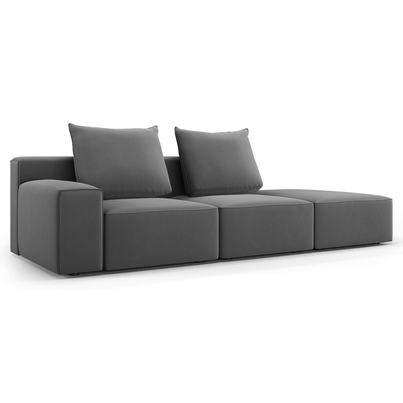 Mazzini Sofas Canapé Droit en Velours Ivy 4 Places gris foncé - 265x105x89 cm