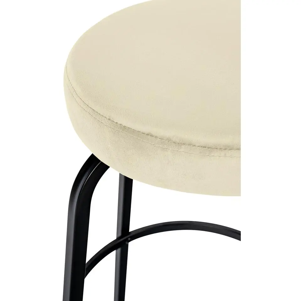 CLP Barkruk Kamari mat zwart Frame - Fluweel - creme