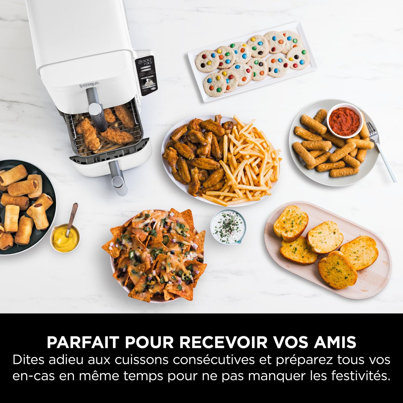 NINJA Double Stack XL Air Fryer, Friteuse sans huile Verticale Double Tiroir 4 Niveaux de Cuisson, 2 Tiroirs, 2 Grilles, Capacité de 9,5 L, 6 Fonction