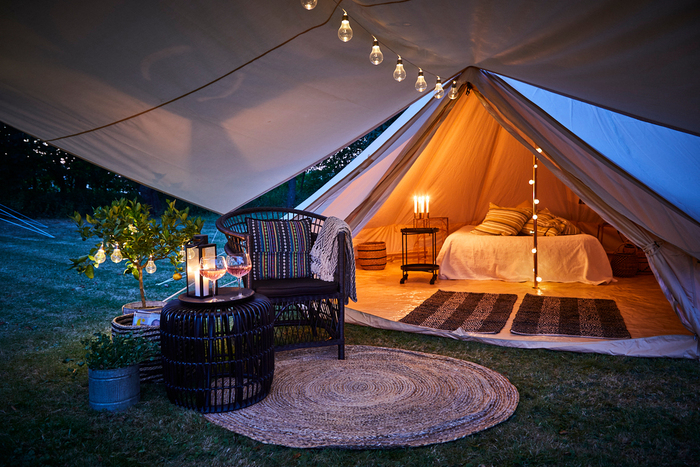 Blue Moose telt Bell glamping 500 x 500 cm