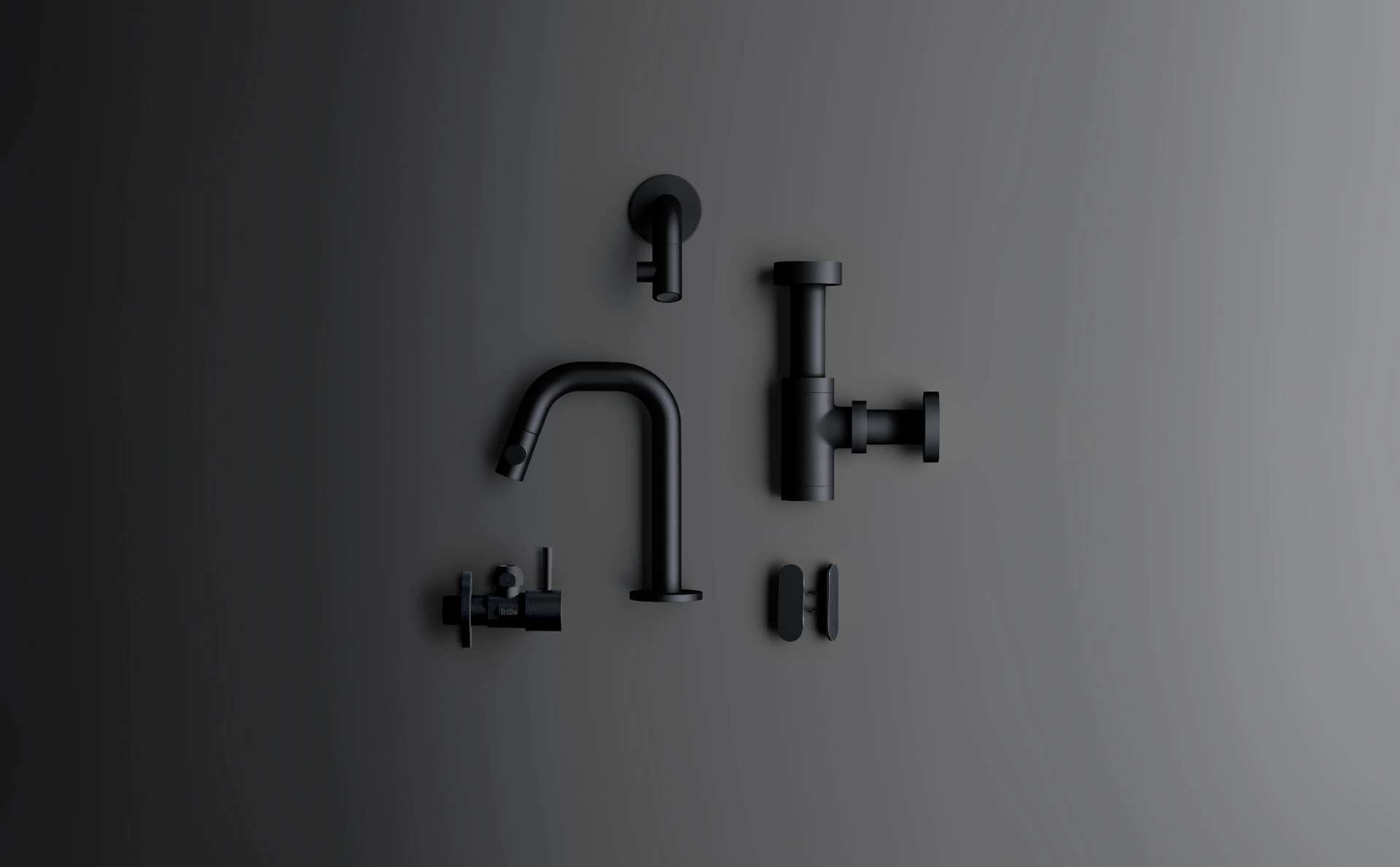 Clou InBe design hoekstopkraan zwart mat