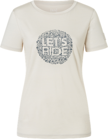 LETS RIDE BIO Damen-Kurzarm-Merino-Shirt  white stone melangeflint stone  S