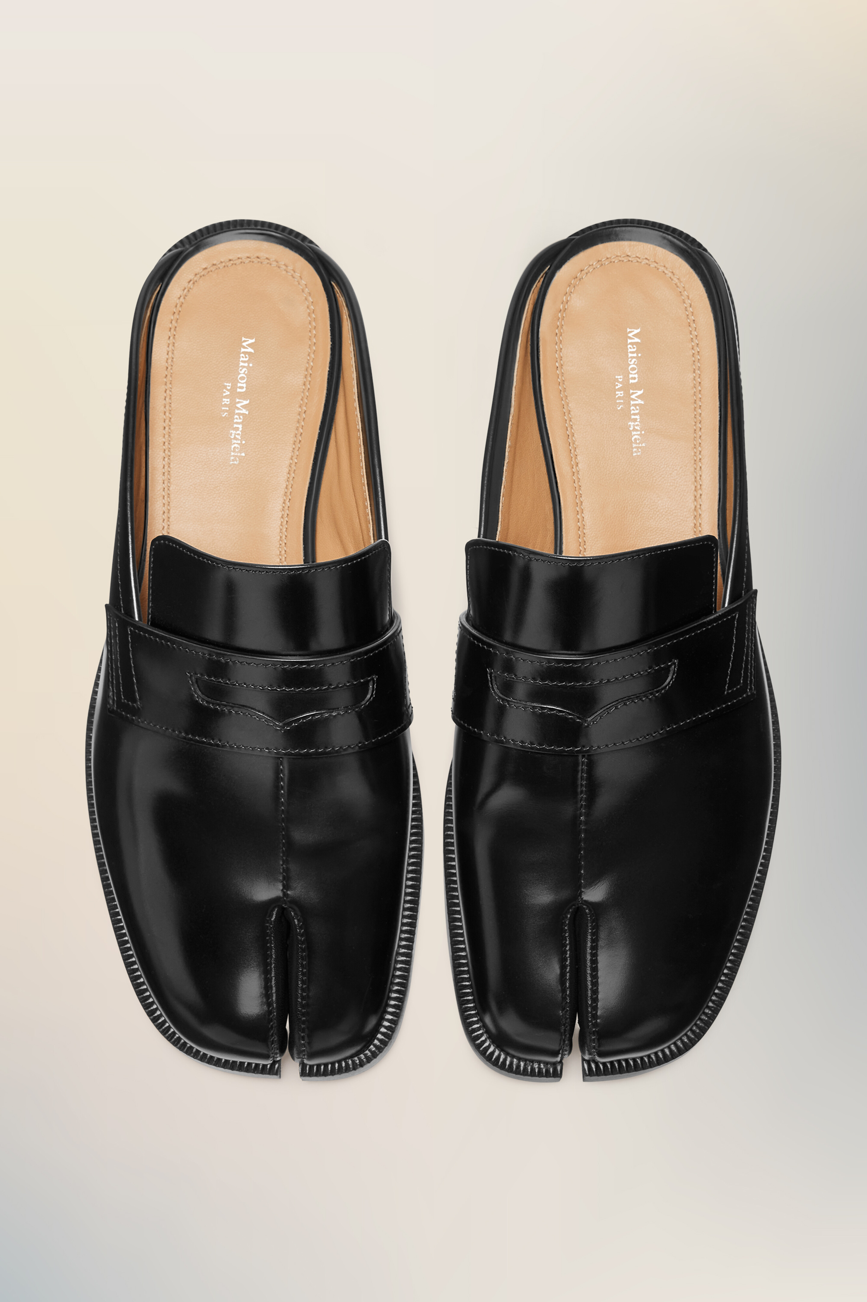 Mocassins style mules Tabi City noirs en cuir pour femme Noir