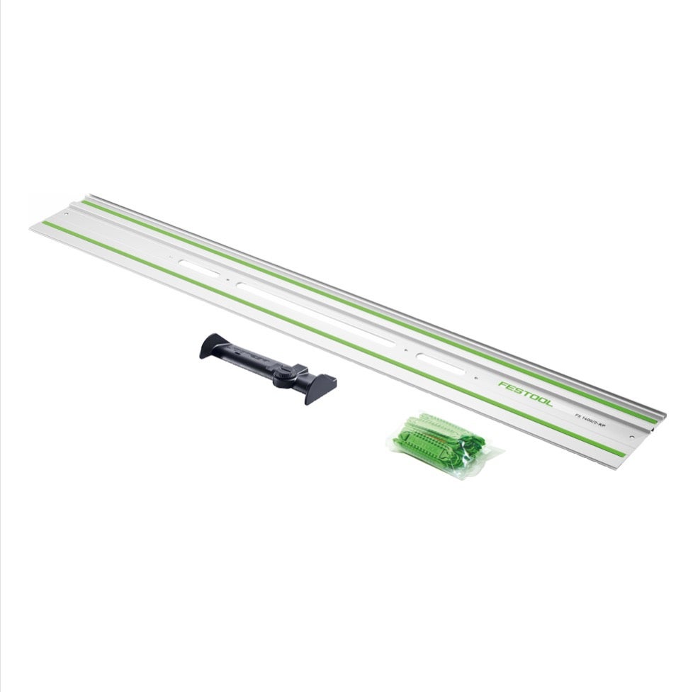 Festool FS 1400/2-KP geleiderail 1400 mm voor hand-, inval- en decoupeerzagen / bovenfrezen + FS/2-AW afbuigplaat
