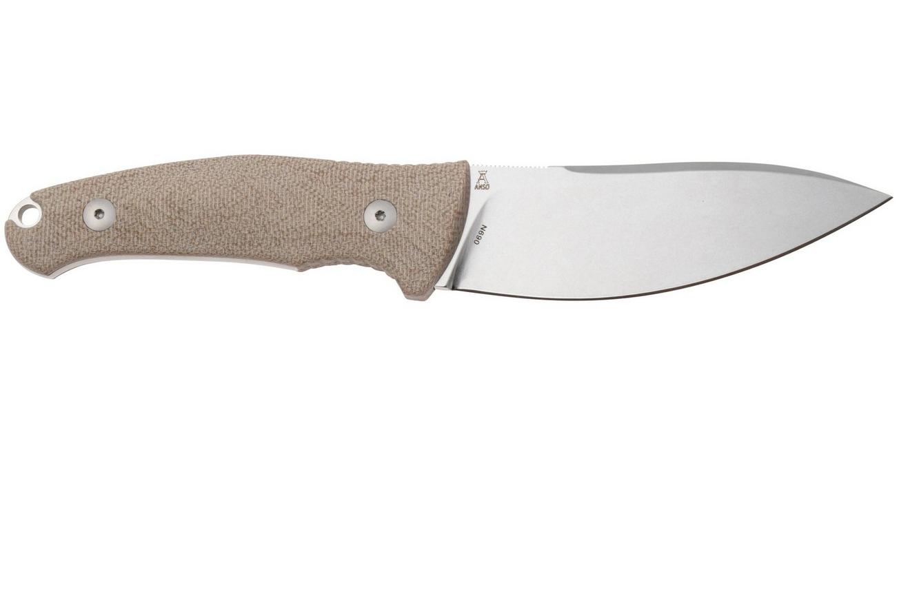 Viper Nordlys VT4044CN Stonewashed, Natural Canvas Micarta, vaststaand mes, Jens Anso design
