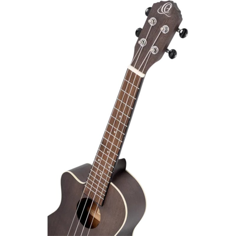 Ortega RUCOAL-CE-L Earth Series Concert Size Ukulele Coal Black linkshandige elektrisch-akoestische concert ukelele