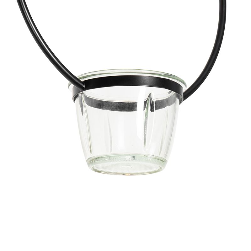 Moderne plafondlamp zwart met glas rond - Roslini