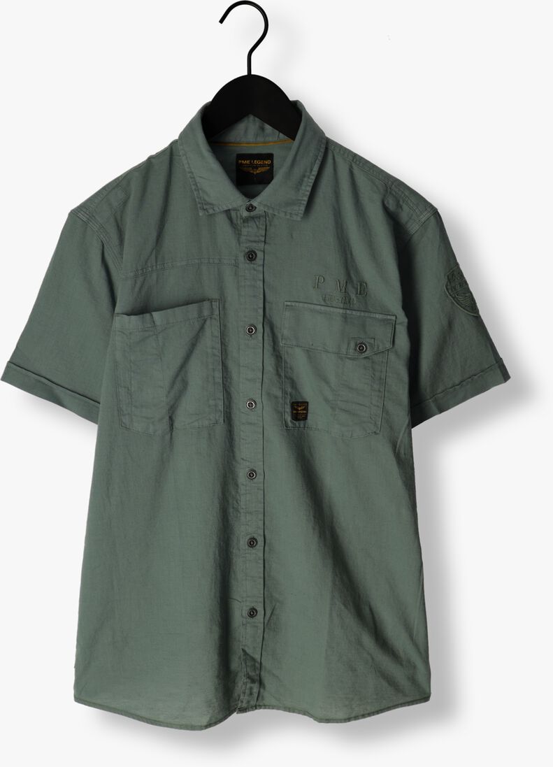 PME LEGEND groene pme legend casual overhemd short sleeve shirt ctn linen cargo walker