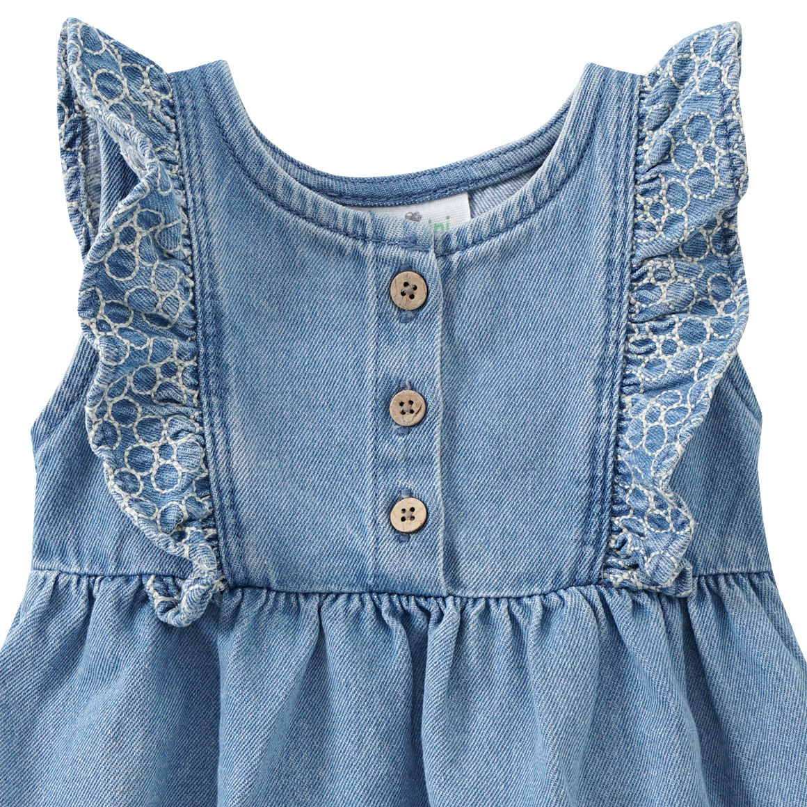 Topomini Pure Collection Baby Jeanskleid aus Bio-Baumwolle hellblau